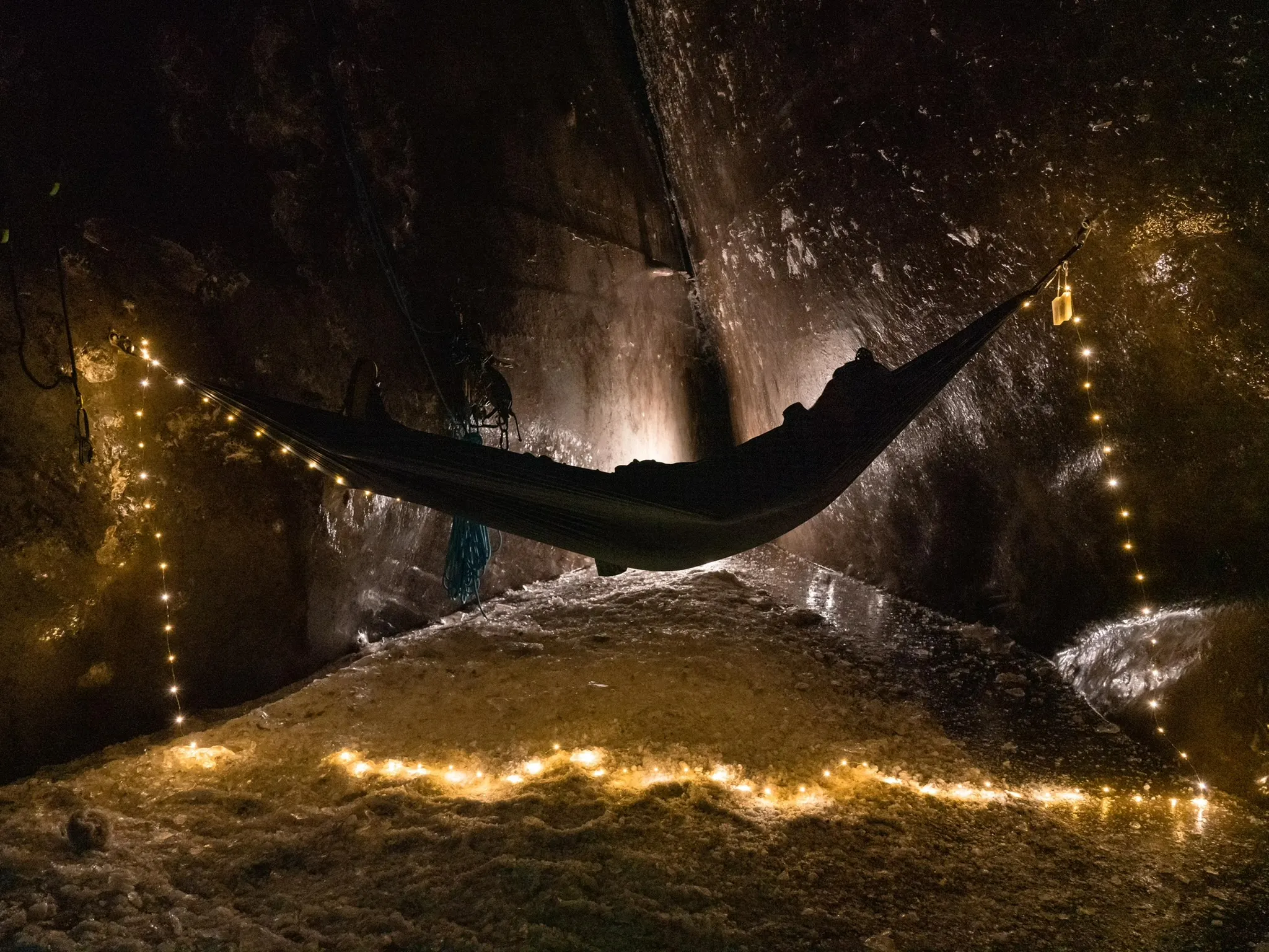 Ice cave sleepover